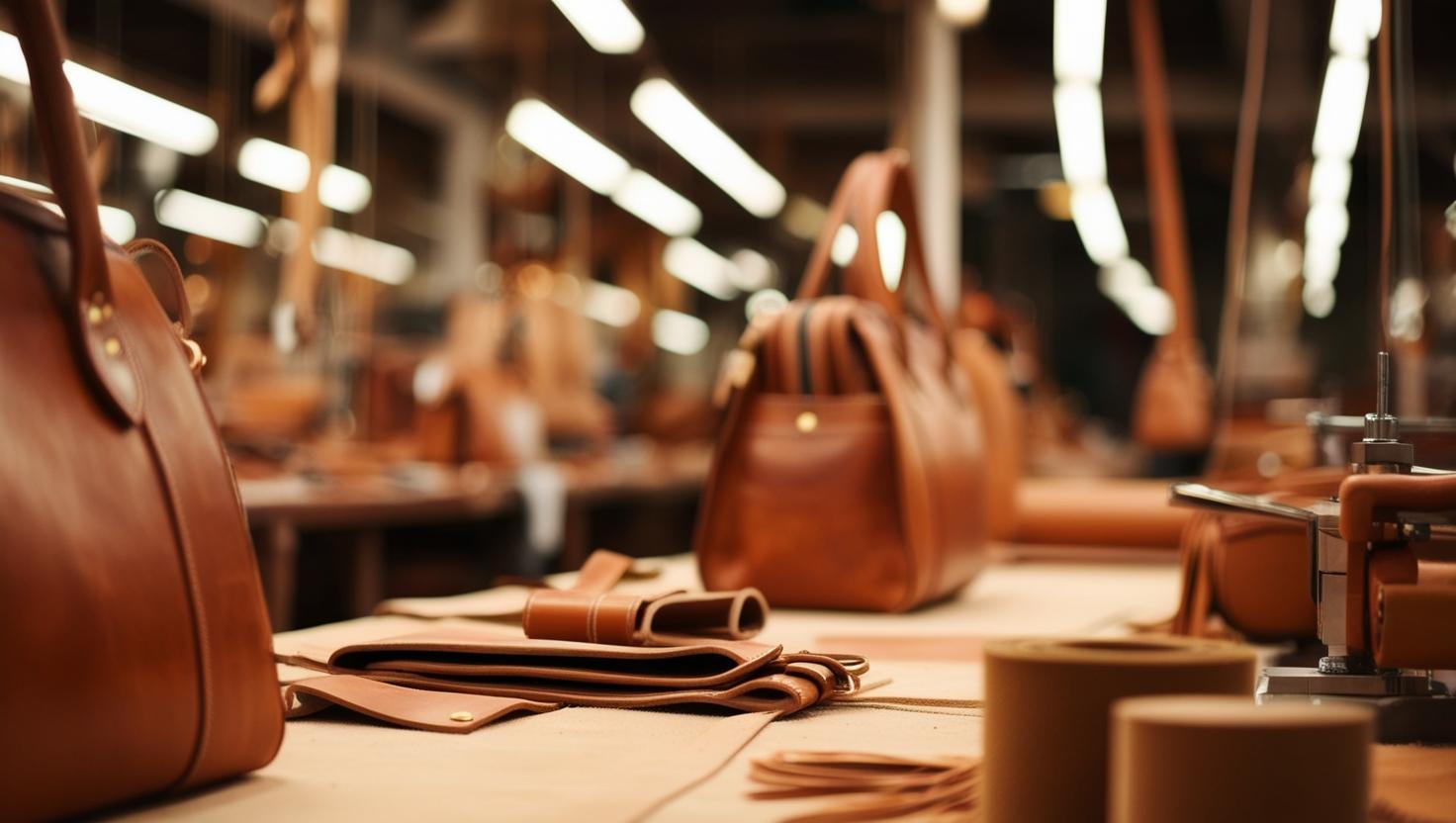 Arbeitstisch mit Ledertaschen